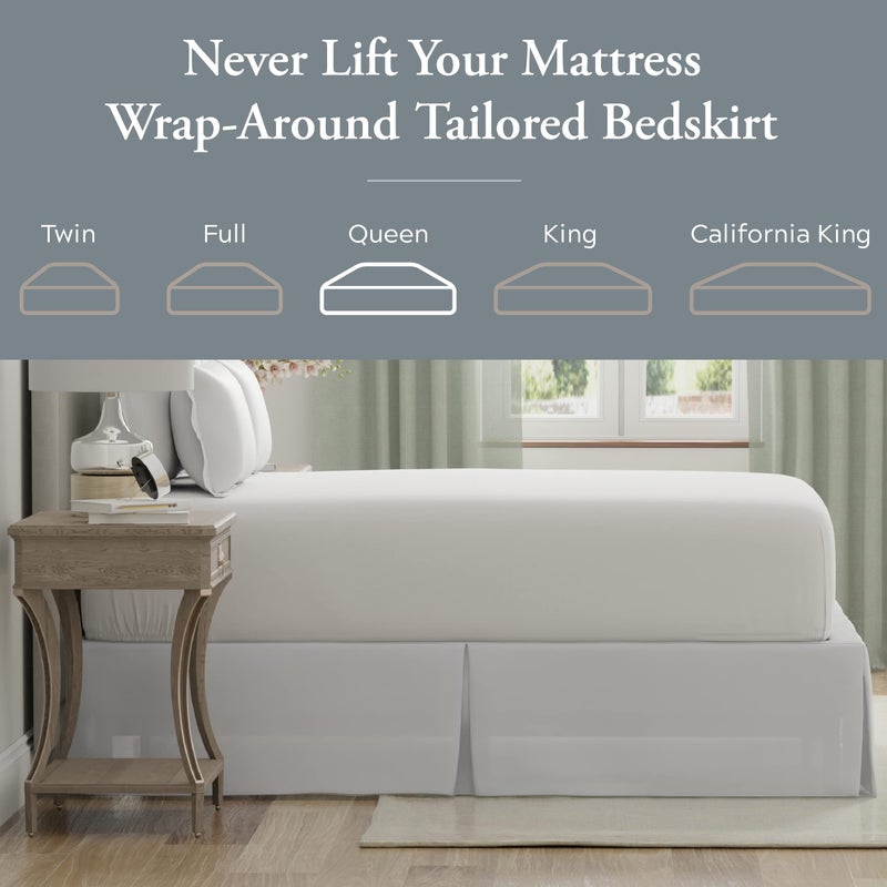 Bed Maker's Bed Makerâ€™s Never Lift Your Mattress Bed Skirt, Designed for Box Spring Beds, Split Corners, 14 Inch Drop Length, Queen, White - Image 2